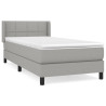 Cama box spring con colchón tela gris claro 100x200 cm 2