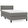 Cama box spring con colchón tela gris oscuro 100x200 cm 2