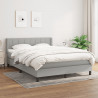 Cama box spring con colchón tela gris claro 140x190 cm 1