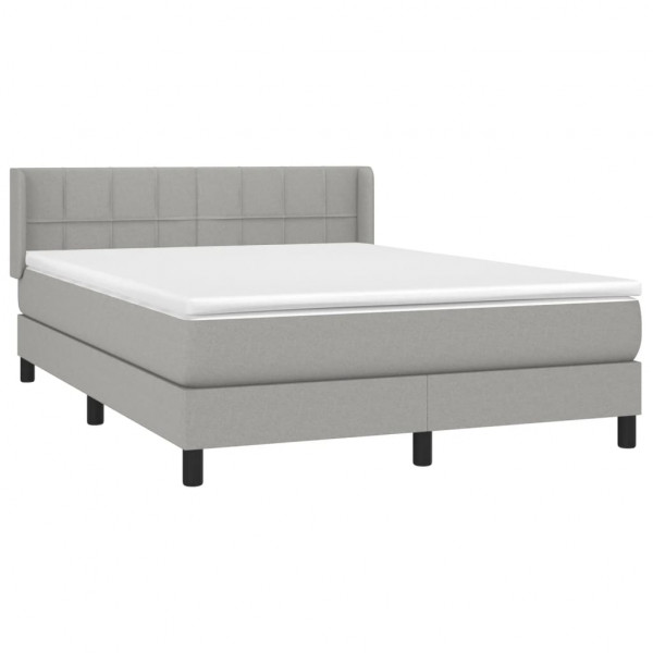 Cama box spring con colchón tela gris claro 140x190 cm M 3