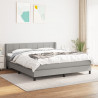 Cama box spring con colchón tela gris claro 160x200 cm 1