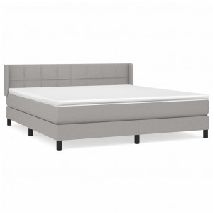 Cama box spring con colchón tela gris claro 160x200 cm H