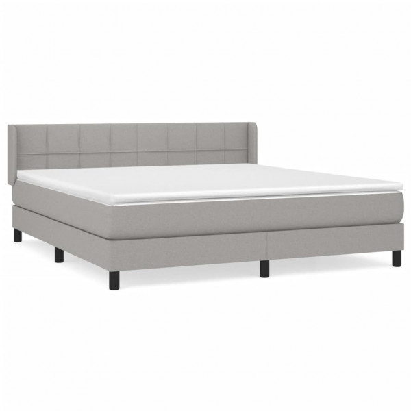 Cama box spring con colchón tela gris claro 160x200 cm M 2