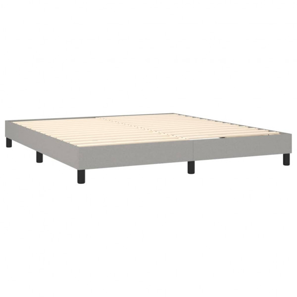 Cama box spring con colchón tela gris claro 160x200 cm M 4