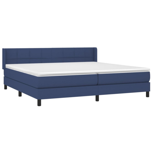 Cama box spring con colchón tela azul 200x200 cm M 3