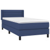 Cama box spring con colchón tela azul 80x200 cm 3