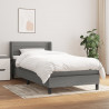 Cama box spring con colchón tela gris oscuro 100x200 cm 1