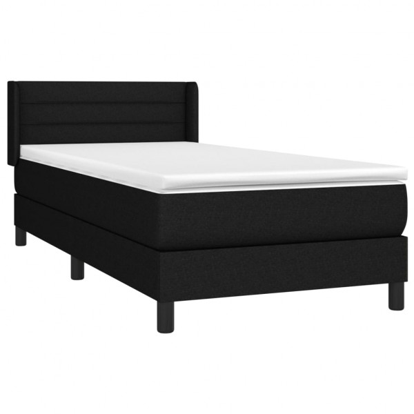 Cama box spring con colchón tela negro 100x200 cm M 3