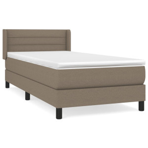 Cama box spring con colchón tela gris taupe 100x200 cm H