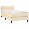 Cama box spring con colchón tela color crema 100x200 cm 3