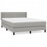 Cama box spring con colchón tela gris claro 140x190 cm 2