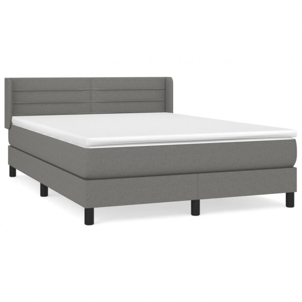 Cama box spring con colchón tela gris oscuro 140x190 cm M 2