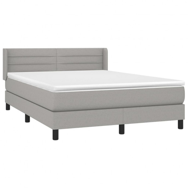 Cama box spring con colchón tela gris claro 140x200 cm M 3