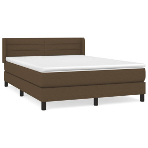 Cama box spring con colchón tela marrón oscuro 140x200 cm H