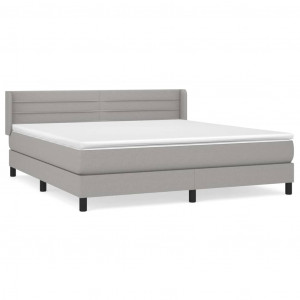 Cama box spring con colchón tela gris claro 160x200 cm H