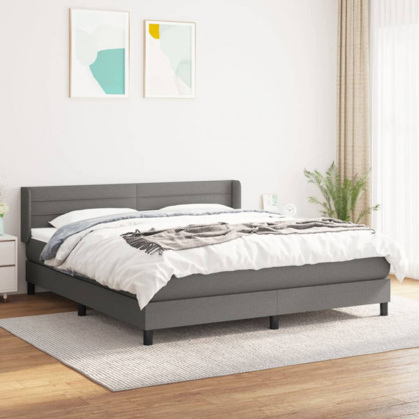 Cama box spring con colchón tela gris oscuro 160x200 cm D