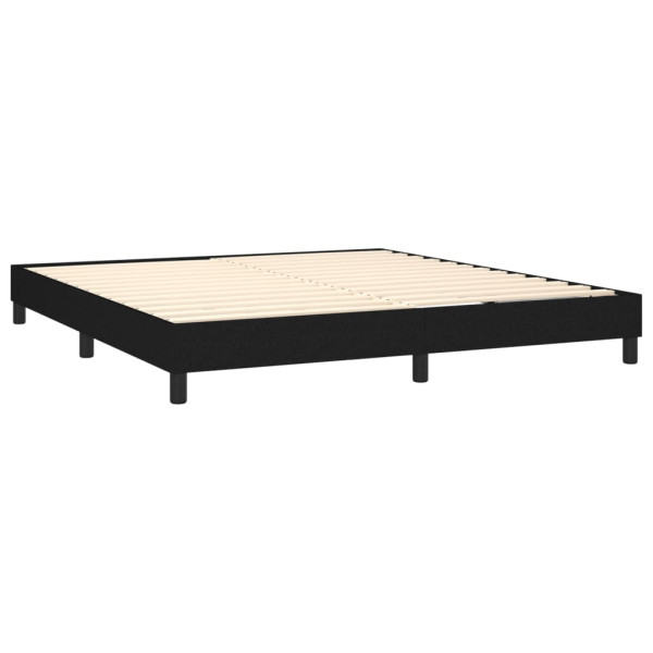 Cama box spring con colchón tela negro 160x200 cm M 4