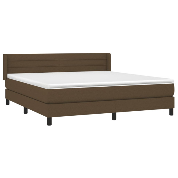 Cama box spring con colchón tela marrón oscuro 160x200 cm M 3