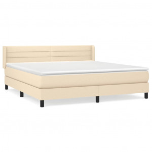 Cama box spring con colchón tela color crema 160x200 cm H