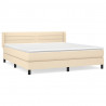 Cama box spring con colchón tela color crema 160x200 cm 2