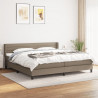 Cama box spring con colchón tela gris taupe 200x200 cm 1