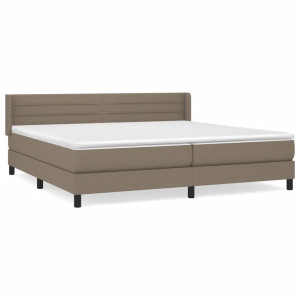 Cama box spring con colchón tela gris taupe 200x200 cm H