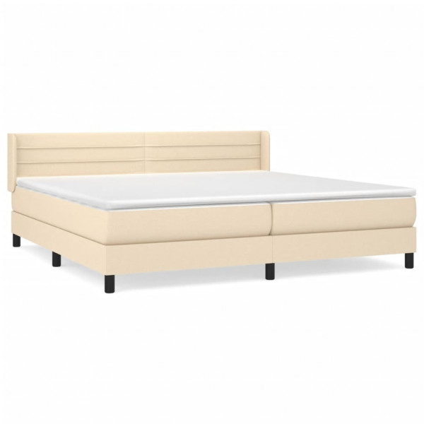 Cama box spring con colchón tela color crema 200x200 cm M 2