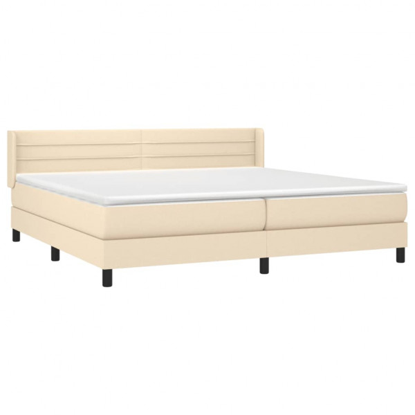 Cama box spring con colchón tela color crema 200x200 cm M 3