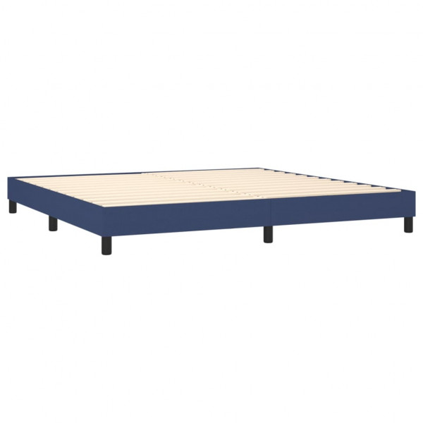 Cama box spring con colchón tela azul 200x200 cm M 4