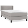 Cama box spring con colchón tela gris claro 80x200 cm 2