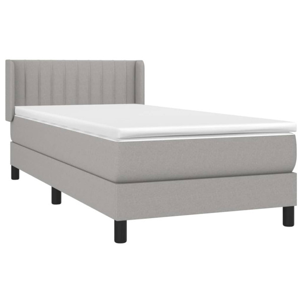 Cama box spring con colchón tela gris claro 80x200 cm M 3