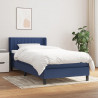 Cama box spring con colchón tela azul 80x200 cm 1