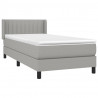 Cama box spring con colchón tela gris claro 90x200 cm 3