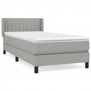 Cama box spring con colchón tela gris claro 100x200 cm H