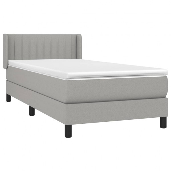 Cama box spring con colchón tela gris claro 100x200 cm M 3