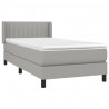 Cama box spring con colchón tela gris claro 100x200 cm 3