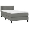 Cama box spring con colchón tela gris oscuro 100x200 cm 3