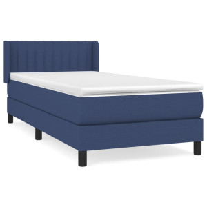Cama box spring con colchón tela azul 100x200 cm H