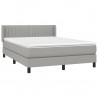 Cama box spring con colchón tela gris claro 140x190 cm 3