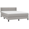 Cama box spring con colchón tela gris claro 140x200 cm 3