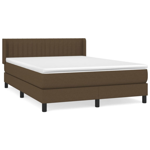 Cama box spring con colchón tela marrón oscuro 140x200 cm M 2