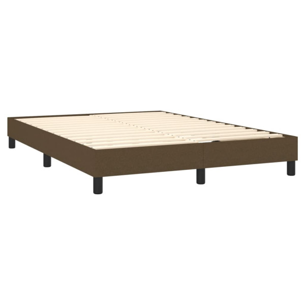 Cama box spring con colchón tela marrón oscuro 140x200 cm M 4
