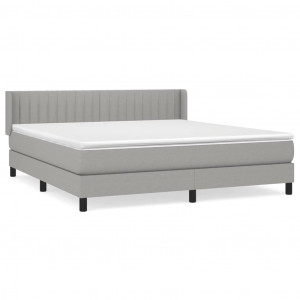 Cama box spring con colchón tela gris claro 160x200 cm H