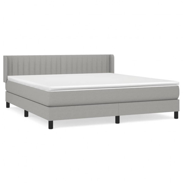 Cama box spring con colchón tela gris claro 160x200 cm M 2