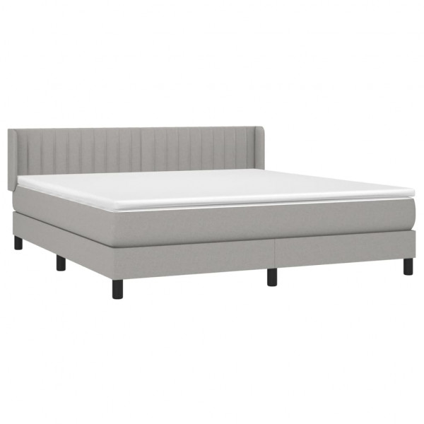 Cama box spring con colchón tela gris claro 160x200 cm M 3