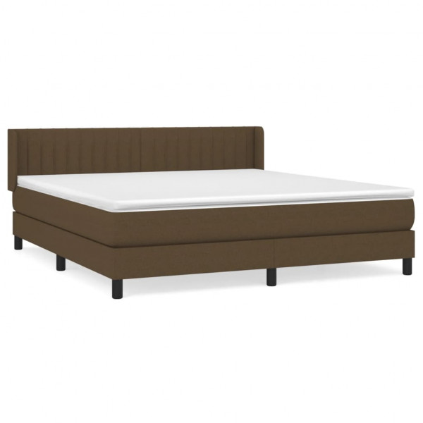 Cama box spring con colchón tela marrón oscuro 160x200 cm M 2