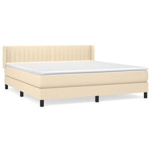 Cama box spring con colchón tela color crema 160x200 cm H