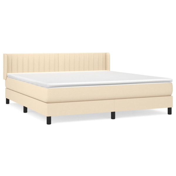 Cama com molas/colchão 160x200 cm tecido cor creme M 2