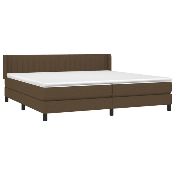 Cama box spring con colchón tela marrón oscuro 200x200 cm M 3