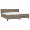 Cama box spring con colchón tela gris taupe 200x200 cm 3